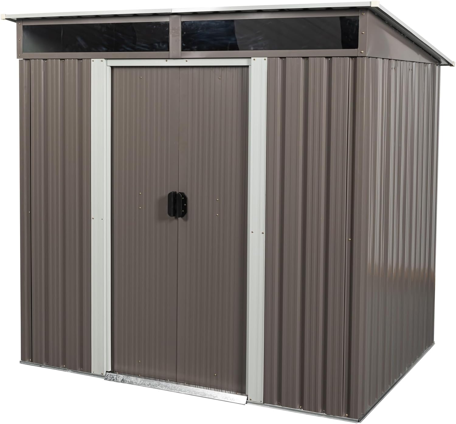 6x5 FT Shed - Metal Storage Shed - Outdoor Garden Tool House with Floor Frame, Transparent Panels and Sliding Doors for Backyard, Patio, Garage, Lawn(Grey)