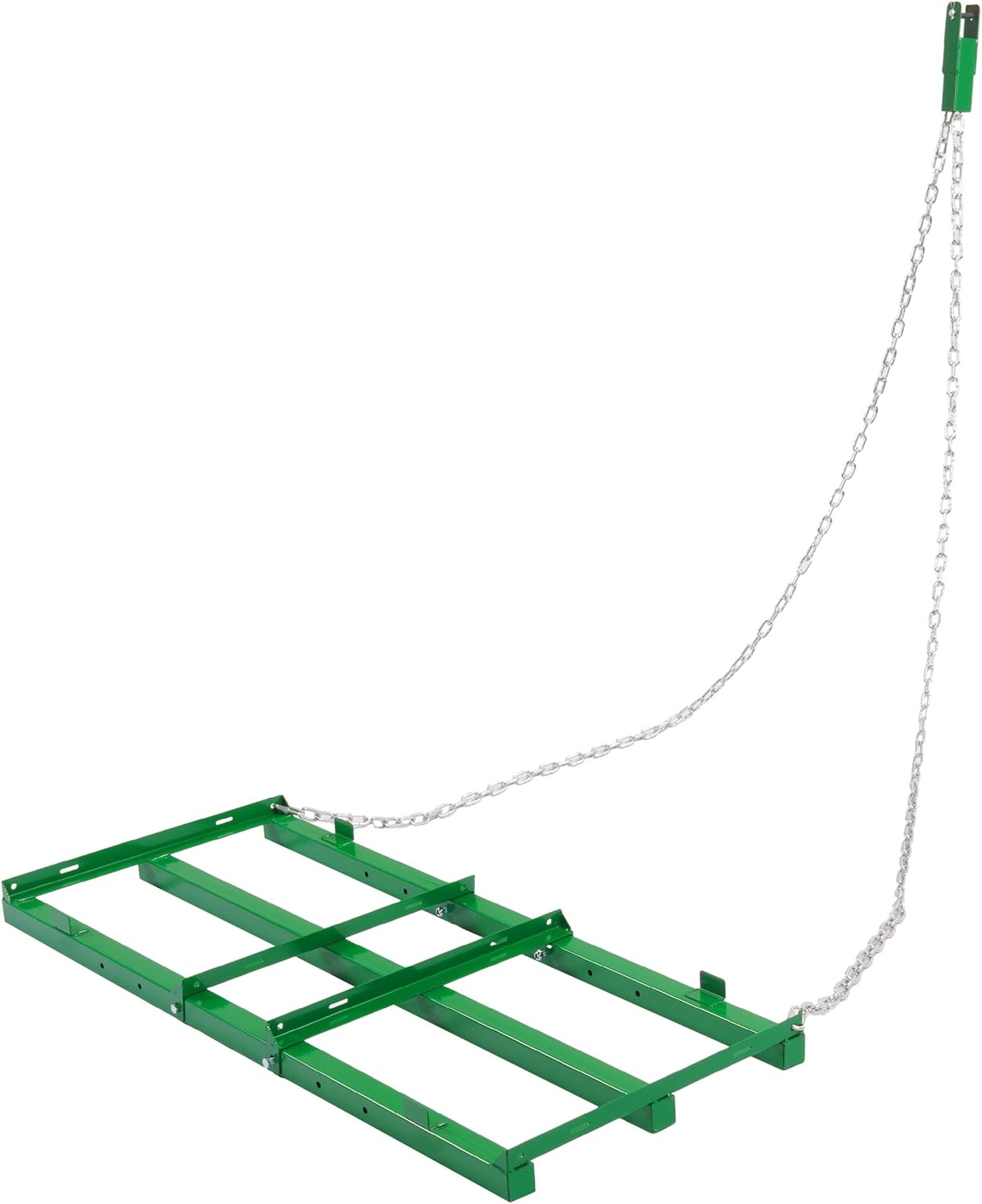 4FT Drag Harrow Driveway Grader Tow Behind Drag Lawn Leveling Rake for UTV ATV Tractor Mower Land Leveler Lawn Leveling Rake W/ 4FT Chain Steel Green Powder Coated
