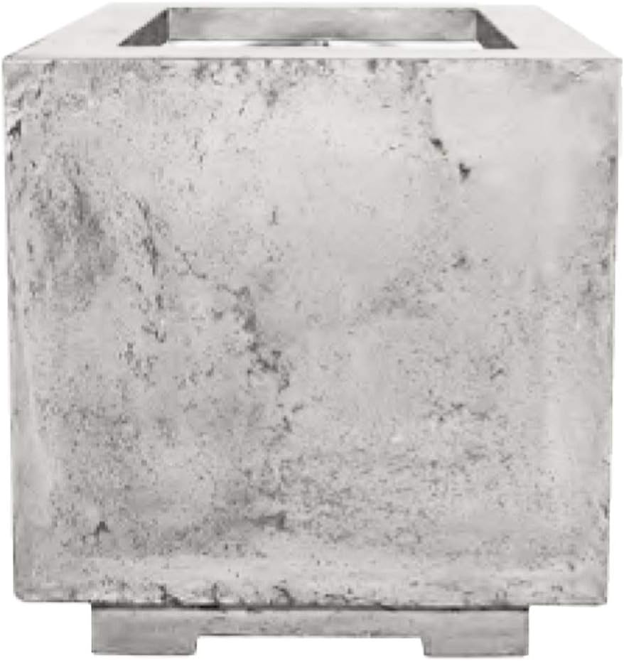 Prism Hardscapes Scatola Concrete Gas Fire Pit (PH-423-5LP), Propane, Ultra White, 20x20-Inch
