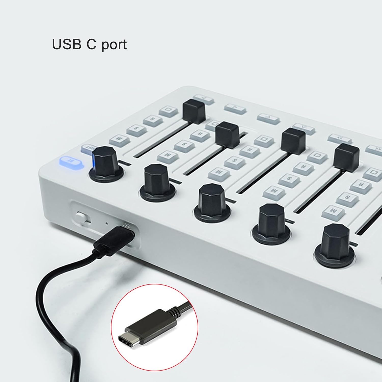 MIDI Controller Mixer, 8 Push Buttons Keyboard Controller43 Control Keys 8 Knobs USB MIDI Mixing Console