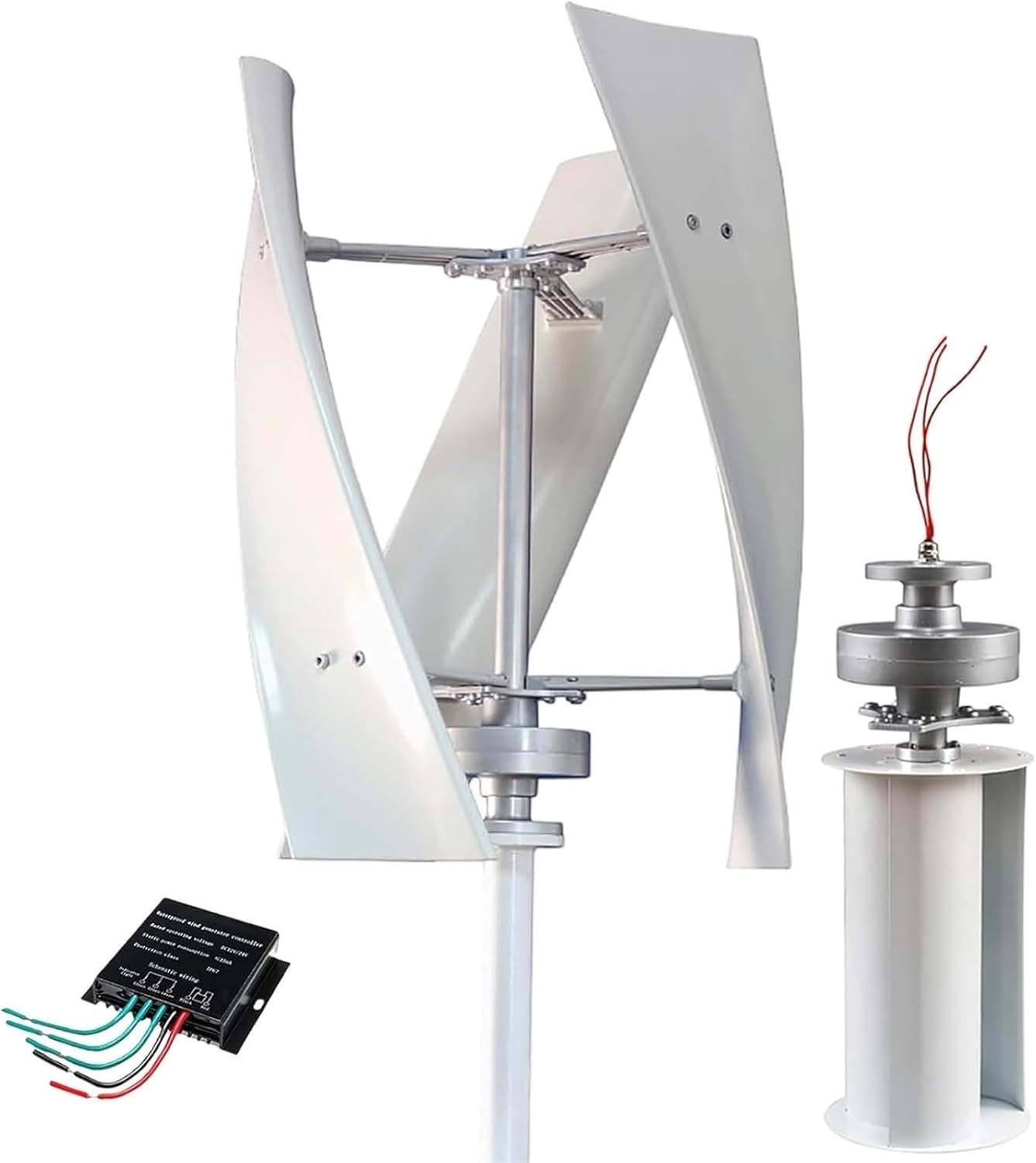 16000W Vertical Wind Turbine Generator Kit - 3-Blade Power Turbine with Controller for Boats, Cabins, Gazebos, Mobile & Industrial Use (White, 48V)