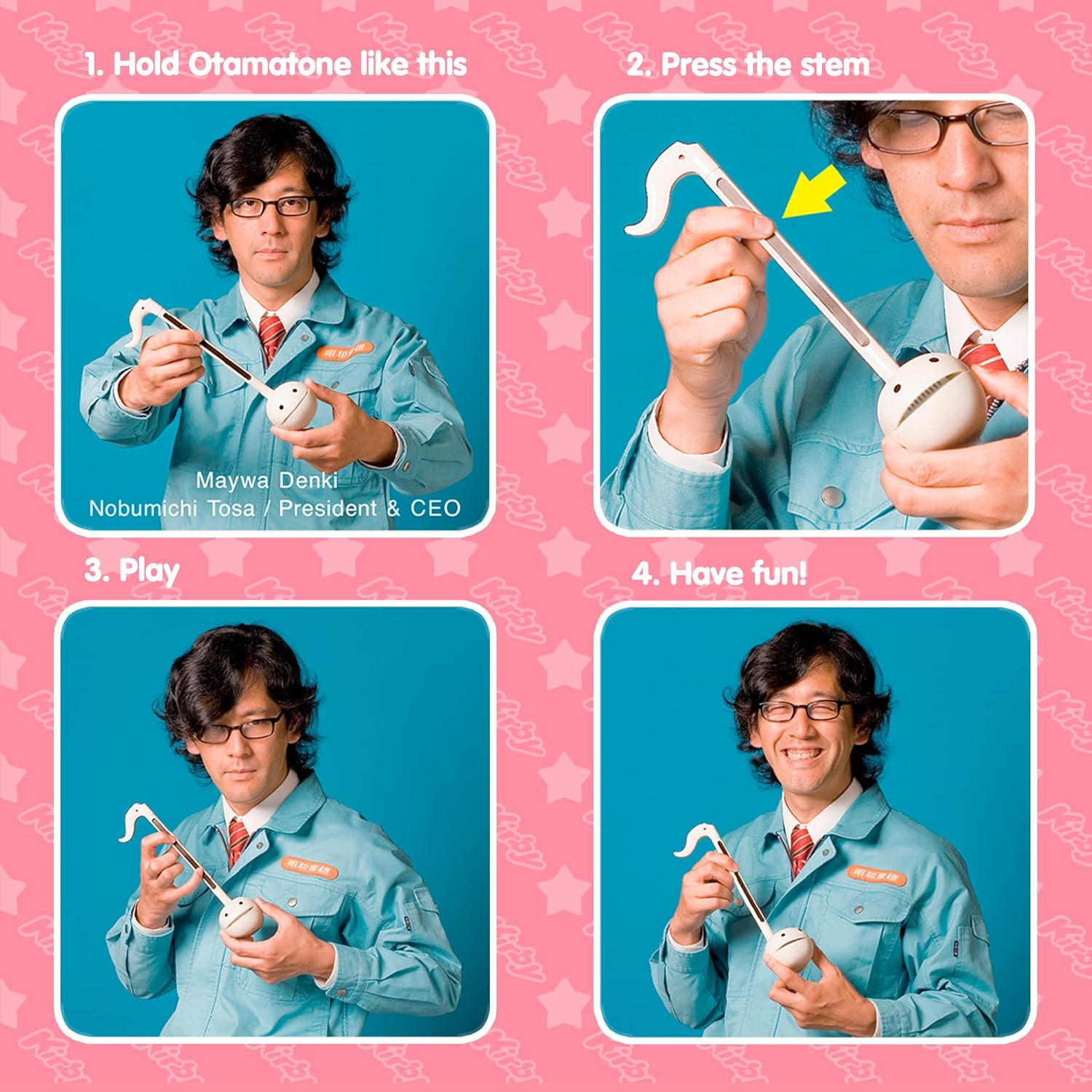 Otamatone Regular [Kirby] and Matte Case [Black] Bundle Japanese Electronic Musical Instrument Portable Music Synthesizer from Japan Maywa Denki Award Educational Fun Gift for Children Teen Adult