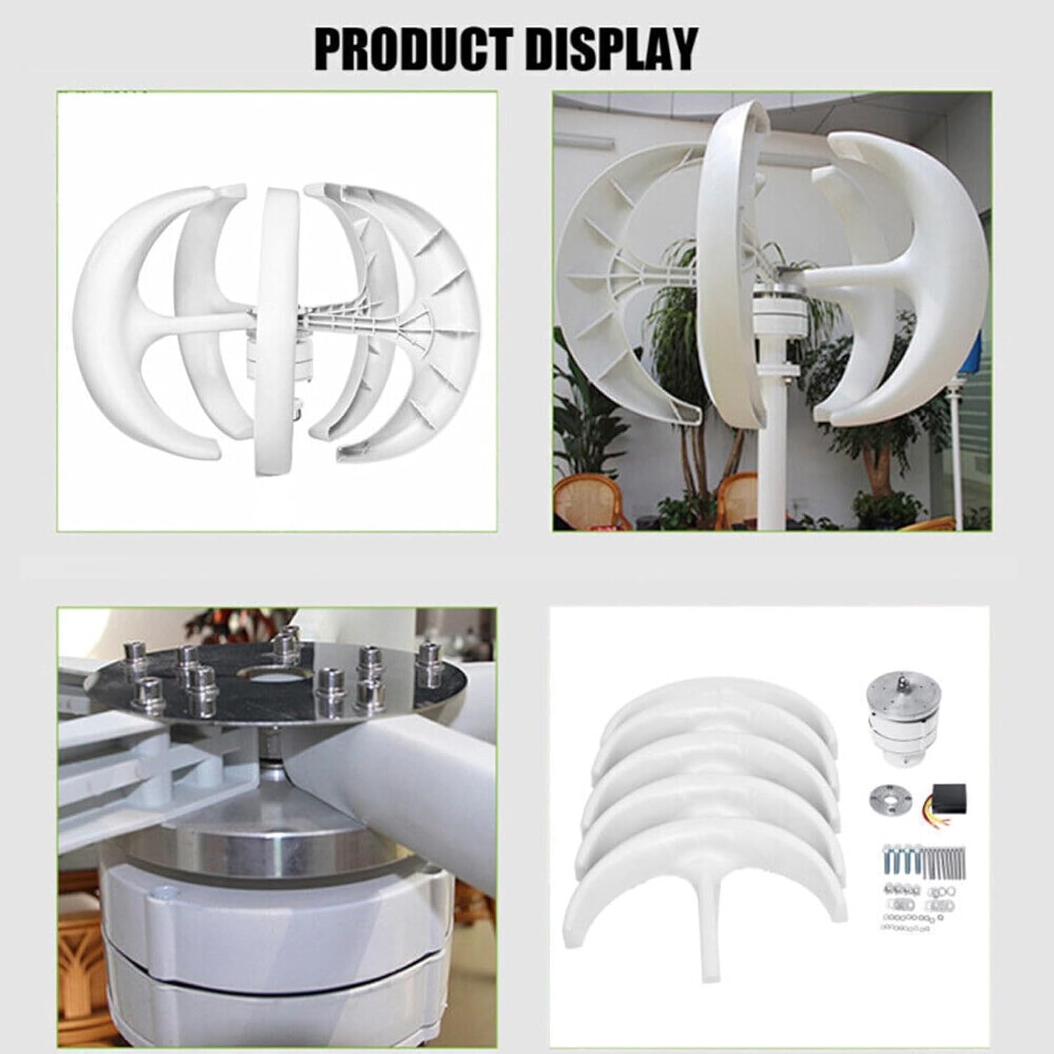 Wind Turbine Generator 2500W 12V24V48V Lantern 5 Blade Wind Generator Free Energy with MPPT Controller and Handheld Generator (Color : White, Size : 24V)