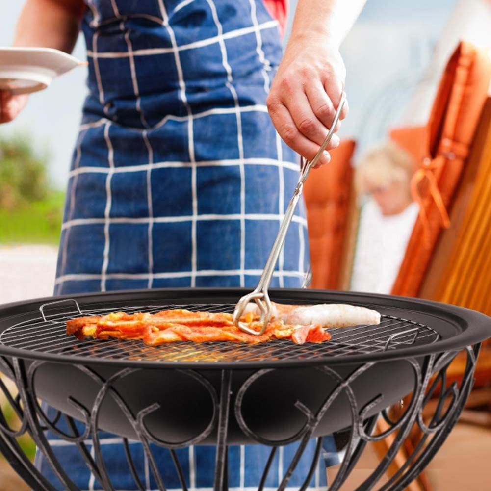 BBQ Grill Outdoor Fire Pit Outdoor Fire Pit Patio Metal Firepit,BBQ Pit Patio Heater Stove Brazier Metal Outdoor Garden Firepit with BBQ Grill Spark Screen Cover and Poker