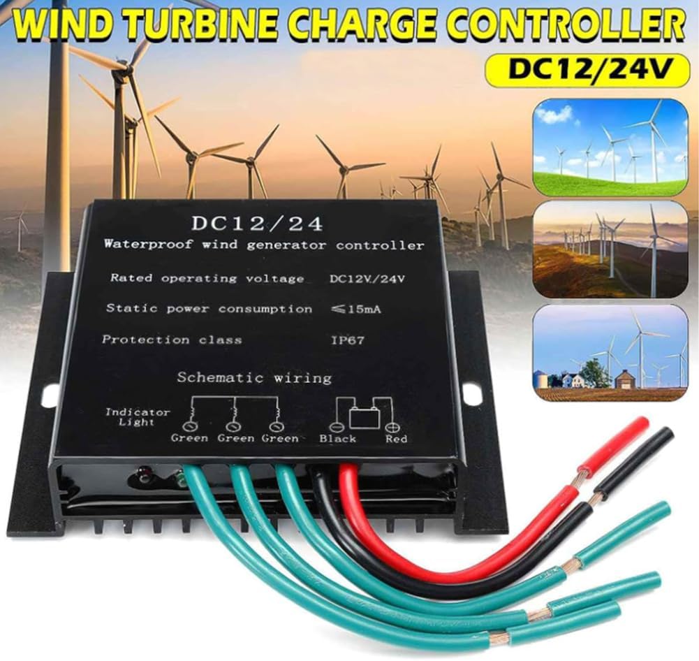 12000W Waterproof Wind Turbine Power Generator Charge Regulator,DC12V 24V 48V 220Vwind Turbine Controller for Wind Power Generation Systems (Black)