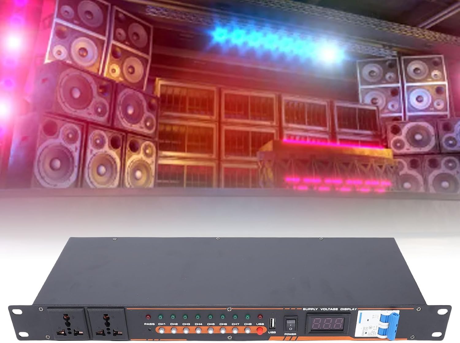 Yunseity 10 Outlet Power Sequencer Conditioner, Rack Mount Audio Digital Power Controller Voltage Regulator with Digital Display and Multi Protections for Musical Instruments (US Plug)