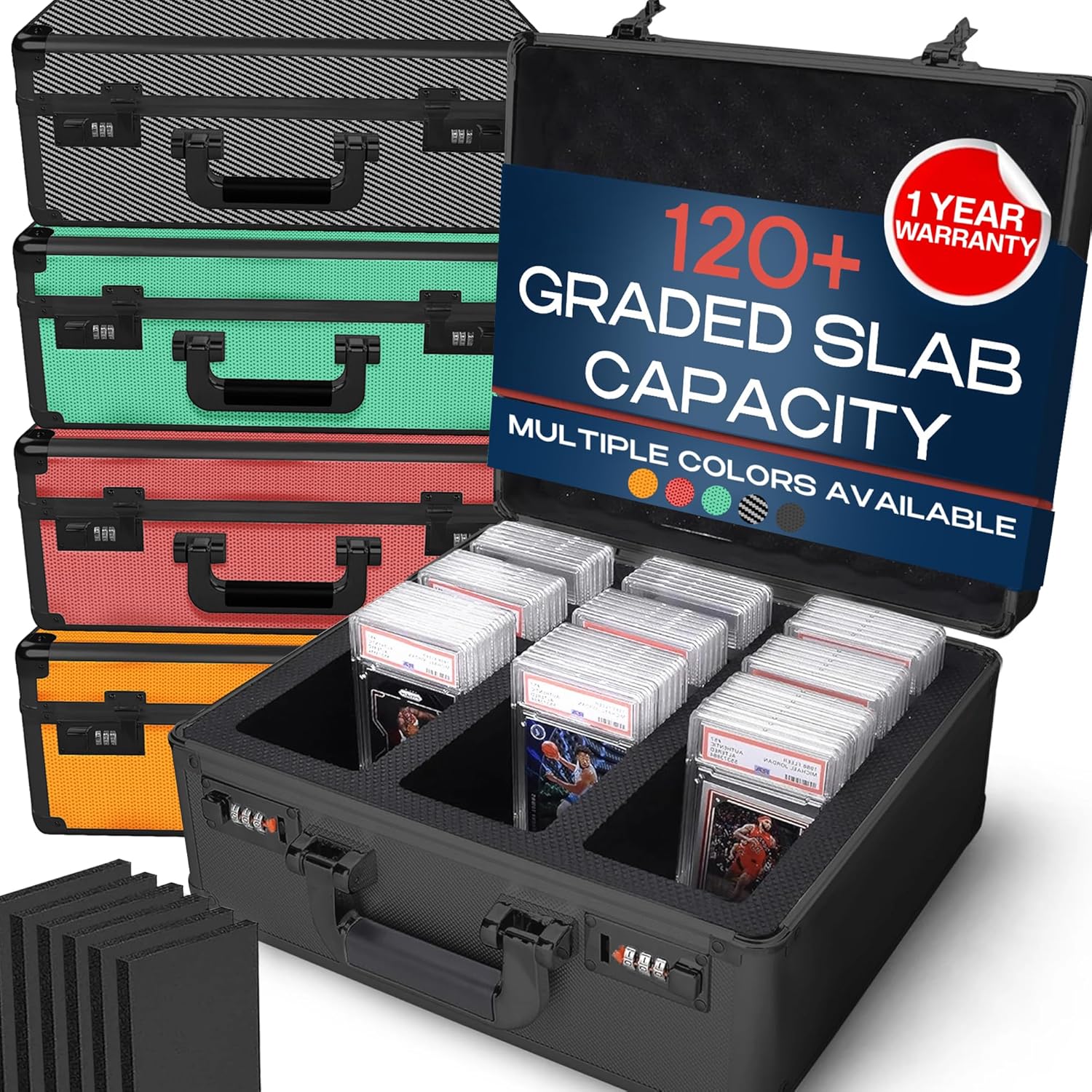 VALUN SLABPRO 120+ 3 ROW Graded Card Storage Box; Durable Sports, PSA Card Storage Box - Organizer Slab for Your Collection - For Baseball, Football, TCG, MTG Cards - Top Loader Design