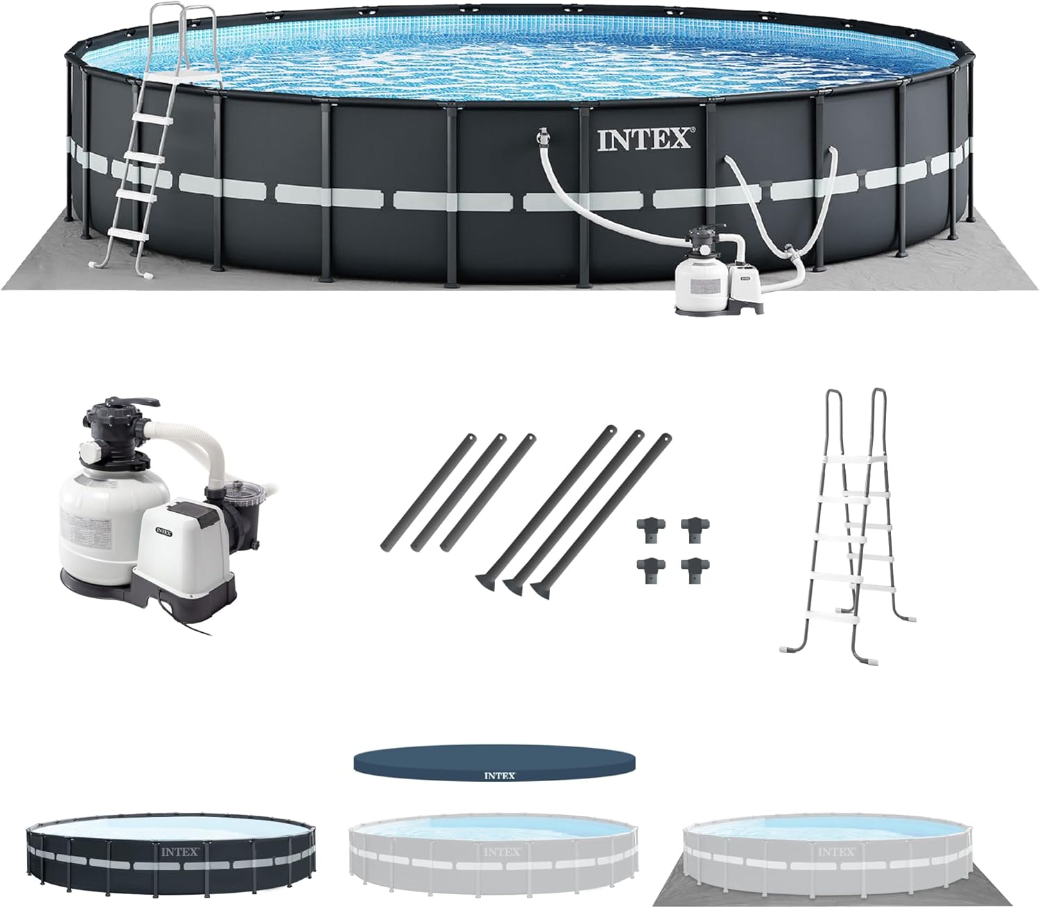 Intex Ultra XTR Deluxe Above Ground Swimming Pool Set, Includes Cartridge Sand Filter Pump, SuperTough Puncture Resistant, Rust Resistant, 24' x 52