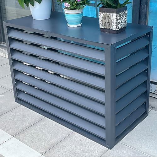 Outdoor Air Conditioner Cover For Outside Units, Aluminum All Weather Protective Cover, Outdoor Trash Can Enclosure Freestanding Privacy Screen Fence Panels AC Unit Cover Flower Stand ( Color : Grey