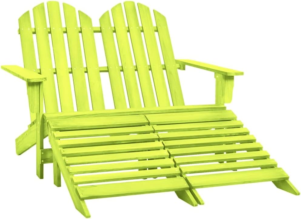 Patio Chair 2-Seater Patio Adirondack Chair&Ottoman Fir Wood Green