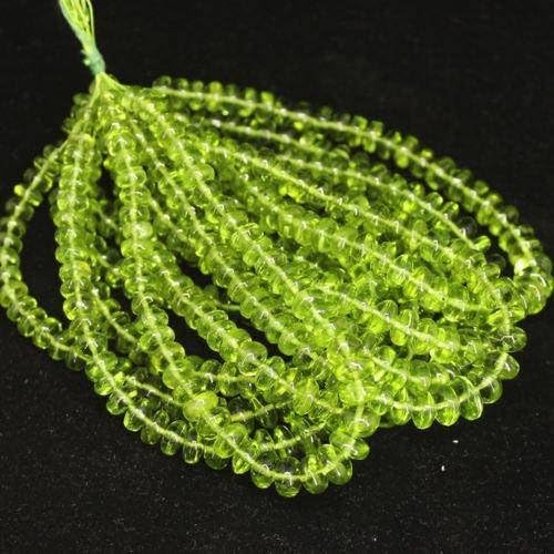13 strand natural green peridot gemstone smooth rondelle loose spacer beads 7