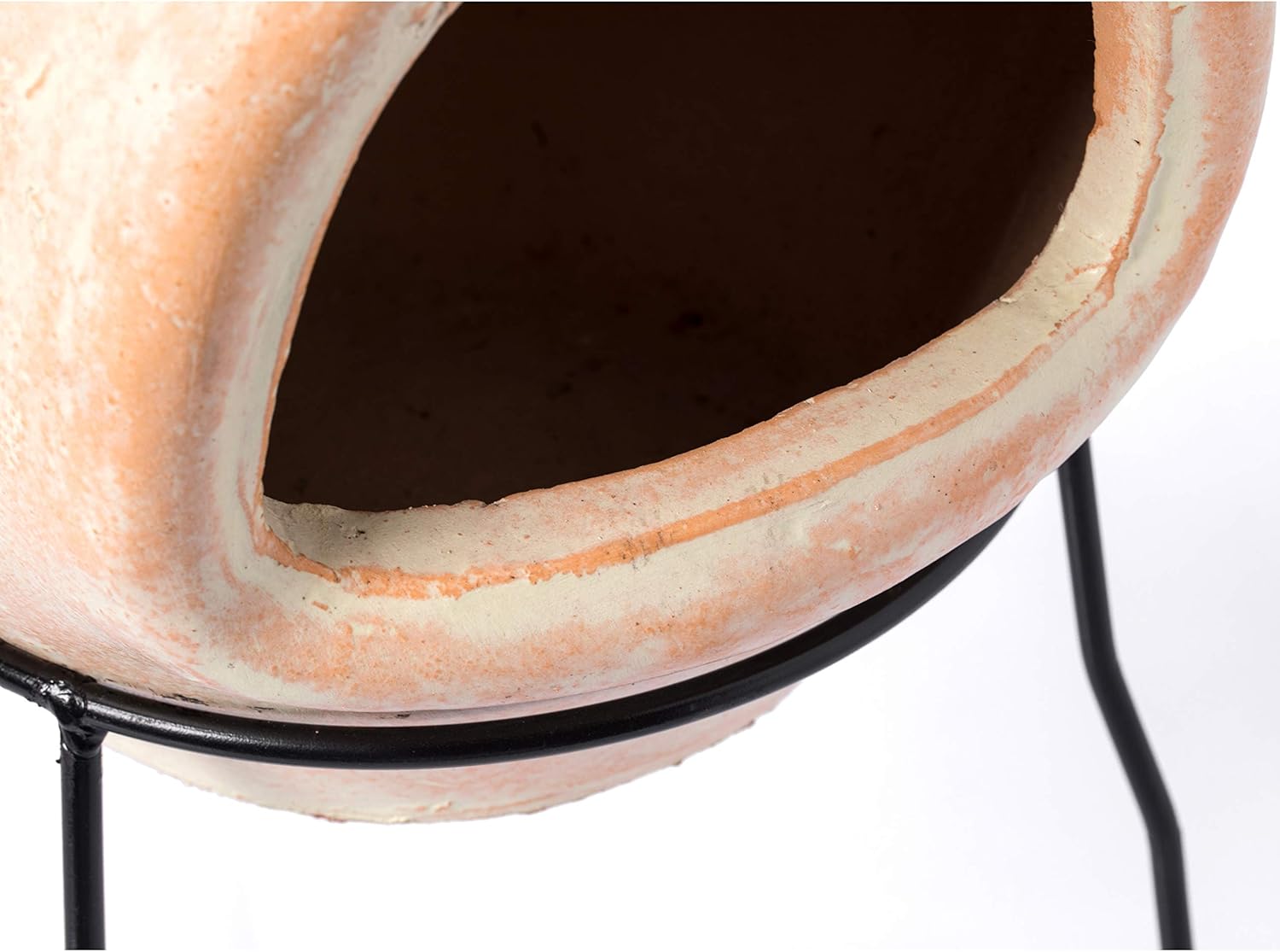 Outdoor Clay Chiminea Sun Design Charcoal Burning Fire Pit with Sturdy Metal Stand