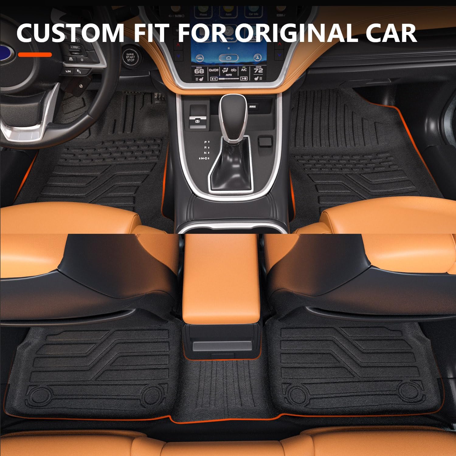 powoq Floor Mats Compatible with 2020-2025 Subaru Outback Cargo Liner TPE Backrest Mat Replacement for 2020-2022 2023 2024 2025 Subaru Outback Accessories(Upgrade Trunk Mat+Backrest Mat+Floor Mat)