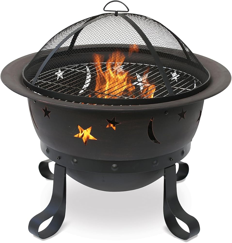 UniFlame WAD1081SP Diameter Deep Bronze Firebowl with Stars and Moons, 30