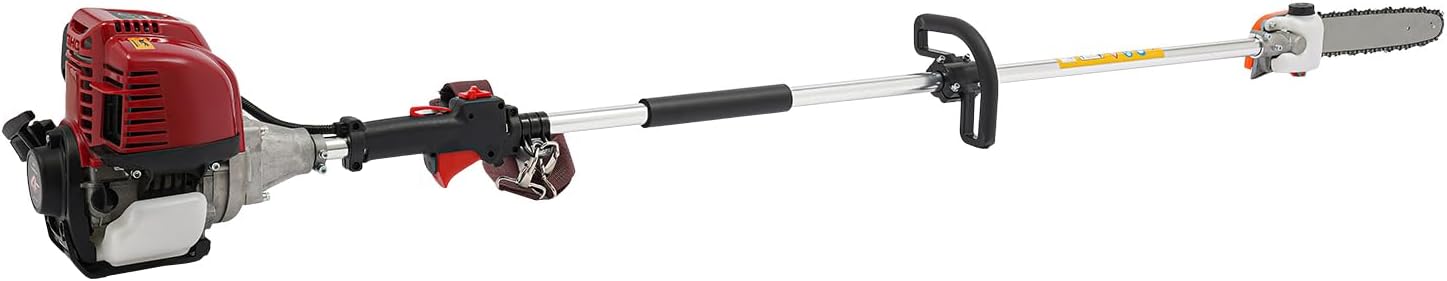 37.7CC Gas Chainsaw, 1.2 KW 4 Strokes Gaspower Chain Saw Pole Tree Saw Gas Pole Saw Tree Trimmer Limb Branch Cutter Pruner 12'' Chain Guide (Two Parcels Shipped)