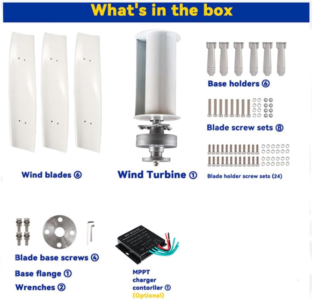 12000W Vertical No Noise 3 Blades Aluminum Alloy Wind Turbine Generator,220V 12V 24V 48V Magnetic Levitation Wind Turbine W/Controller for Home Street Lighting(White)