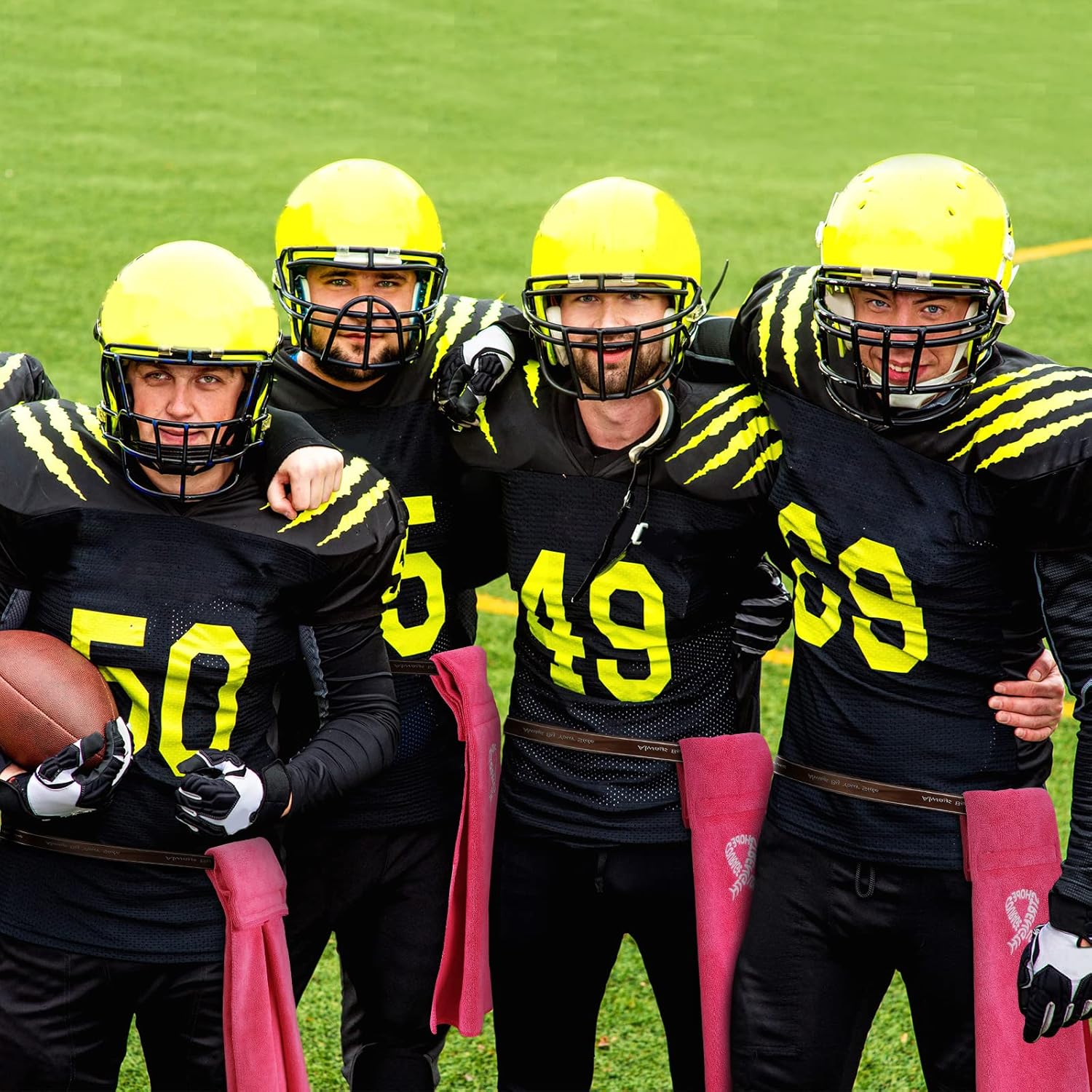 Tranqun Pink Ribbon Football Towels 17.3 x 4.5 Inches Sports Towel Breast Cancer Awareness Football Accessories Cotton for Sports Teams Yoga Gym Golf Softball