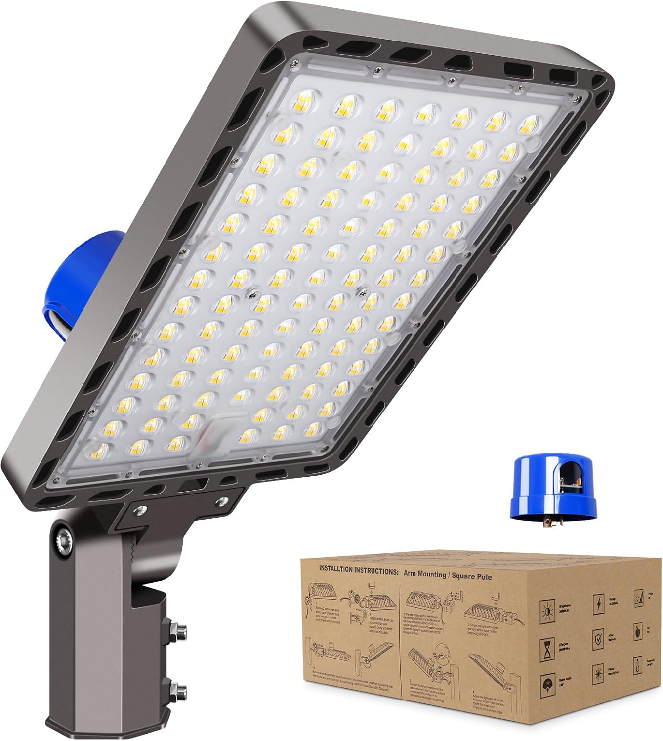 240W LED Parking Lot Light Outdoor ETL Listed 36000LM Dusk to Dawn LED Flood Lights Commercial 5000K Slip Fitter Mount IP65 Waterproof 85-277V Shoebox Pole Street Light Barn Yard Driveway