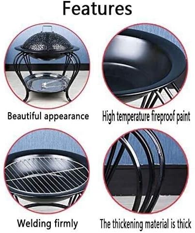 Outdoor Fire Pit Fire Pit Tables for Outside Patio, Wood Burning Fire Pit, with, Grille, Charcoal Basin, Backyard, Patio