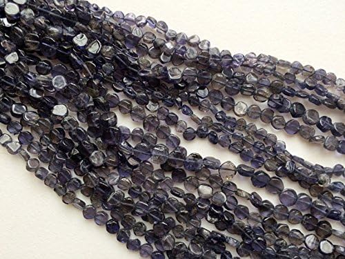 5 Strand Natural Iolite Beads, Iolite Plain Coin Beads, Iolite Gemstone, Iolite Coins, Iolite Necklace, 4-5 - 7mm, 14 Inch