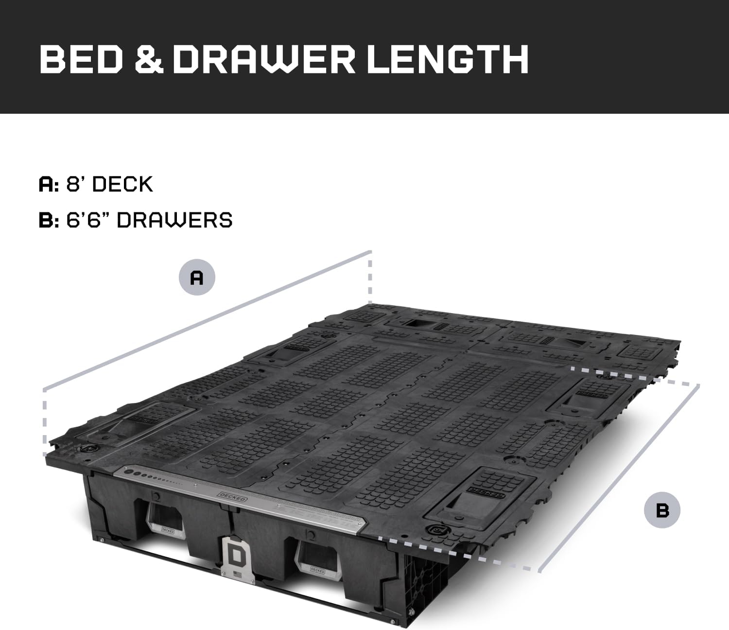 DECKED Truck Bed Storage System Includes System Accessories, Compatible with Ford Super Duty (1999-2016) 8'