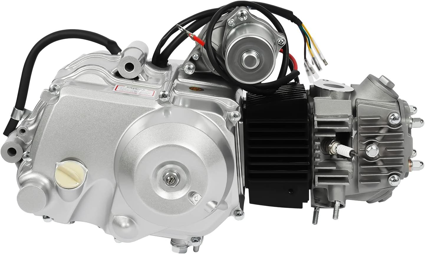 125CC Lawn Mower, 4-Stroke Air-Cooled CDI Ignition System Heavy Duty Gas Powered Garden Yard Farm Engine Motor Kit with Semi Auto Electric Start 3+1 Reverse for Buggy Quad Bike ATV Go Kart 4 Wheeler