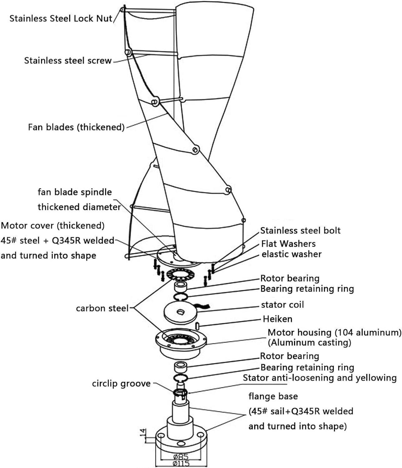 CHRISK 8000W Wind Vertical Turbine Generator Alternative Free Energy Windmill Wind Solar Hybrid Controller Automatically Vertical Spiral Axis