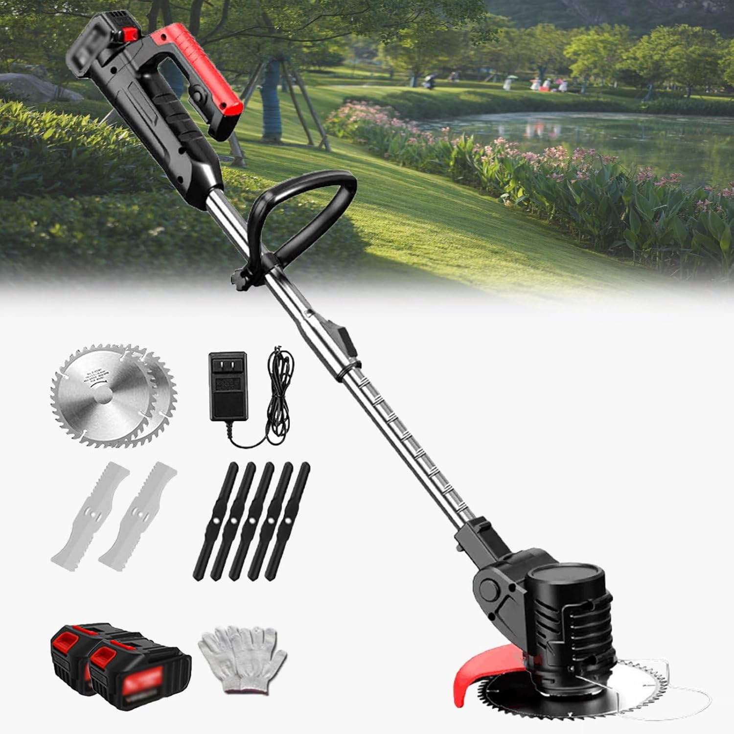 Electric Lawn Mower, Small Household Lawn Mower, Rechargeable Lawn Mower, Lithium Battery Agricultural Multi-Function Hoeing Tool with Battery,24V/4.0Ah ()