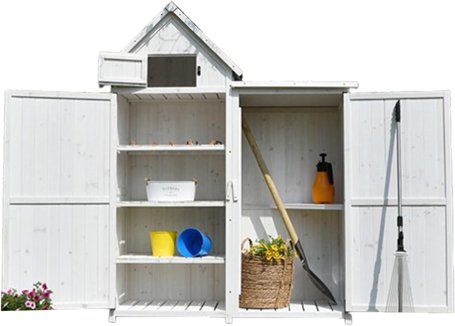 Sheds Outdoor Storage, Large Outdoor Storage Shed with Adjustable Shelves,Perfect to Store Patio Furniture, Garden Tools Bike Accessories, Beach Chairs and Push Lawn Mower (One Color White)