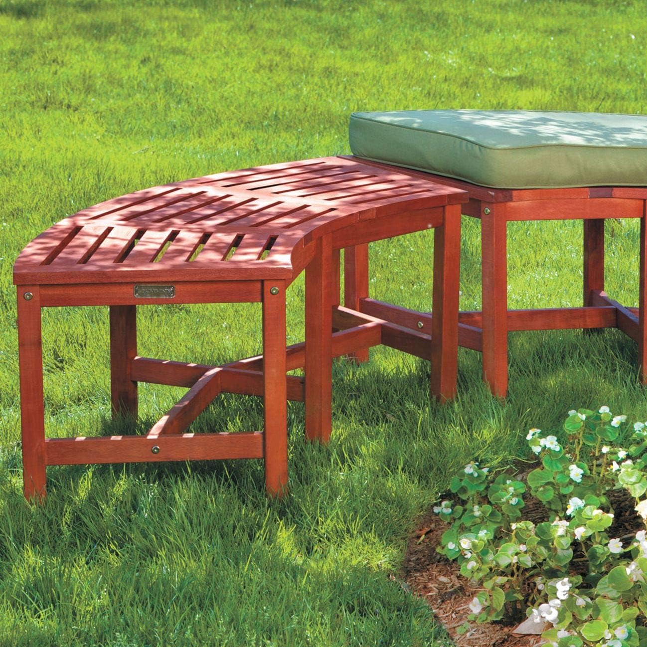 Solid Wood Fire Pit Curved Bench 44