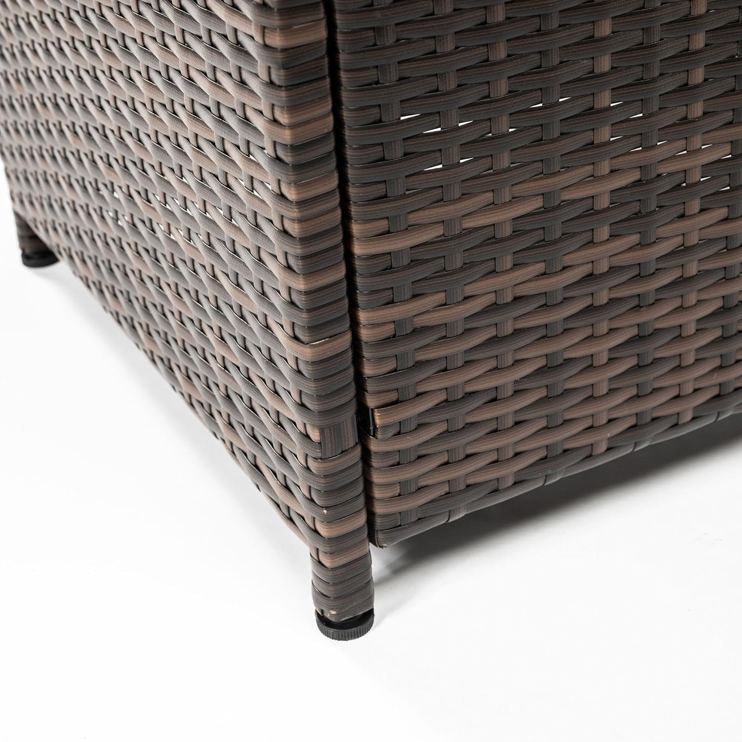 28-Inch Propane Fire Pit Table, 40000 BTU Square Outdoor Gas Fire Table with PE Wicker Body, Steel Top, Stainless Burner, ETL Approved, Flame Control, Lid & Lava Rocks Included, for Garden, Yard