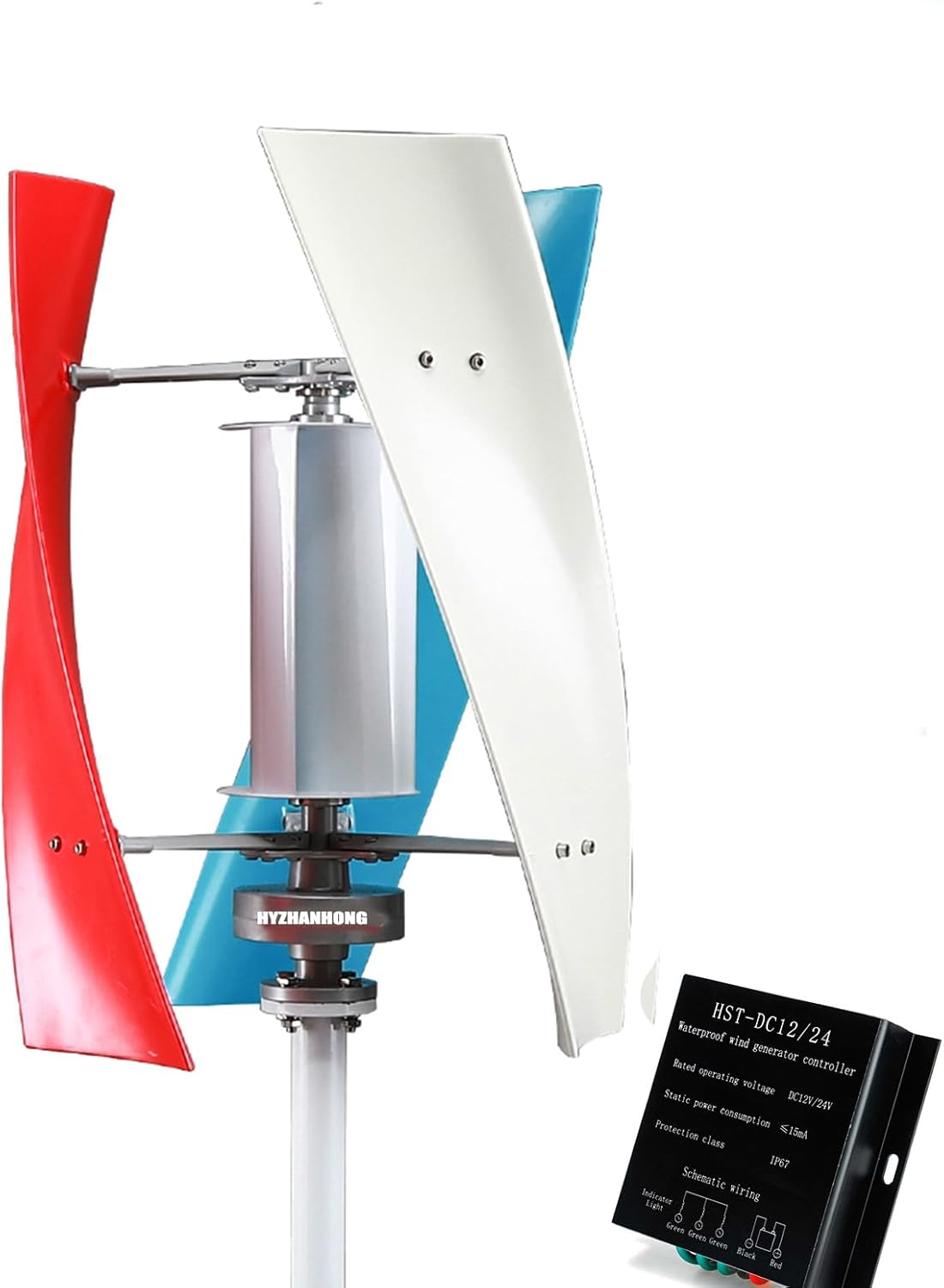 8000W Vertical Axis Wind Turbine Generator, Low Noise Low Start Wind Speed 12V 24V 48V Windmill Off Grid System for Home/RV/Marine Wind Turbine