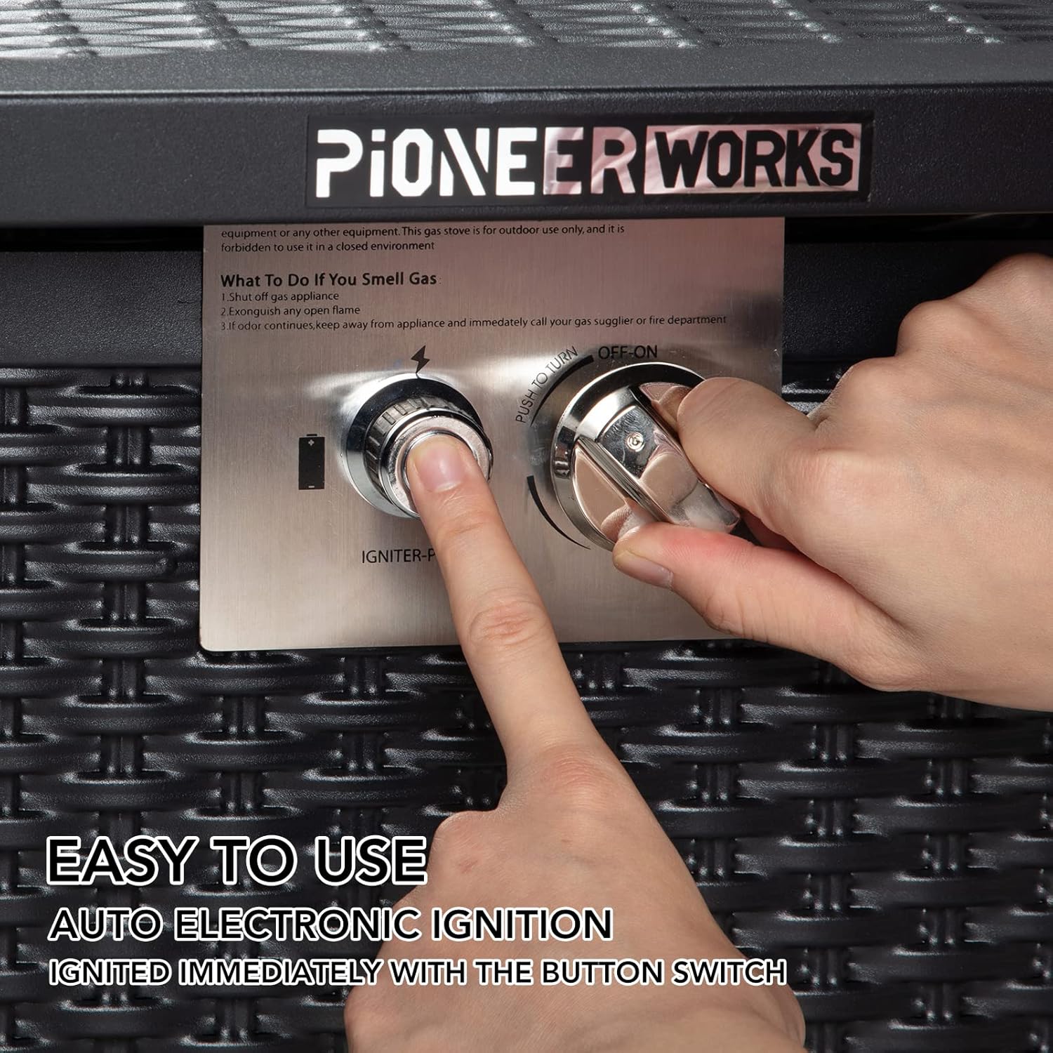 28 Inch Propane Fire Pit Table, PioneerWorks 50000BTU Rectangle Fire Table with Cover, Sturdy Steel and Iron Fence Surface, CSA Safety Certified, Companion for Your Garden