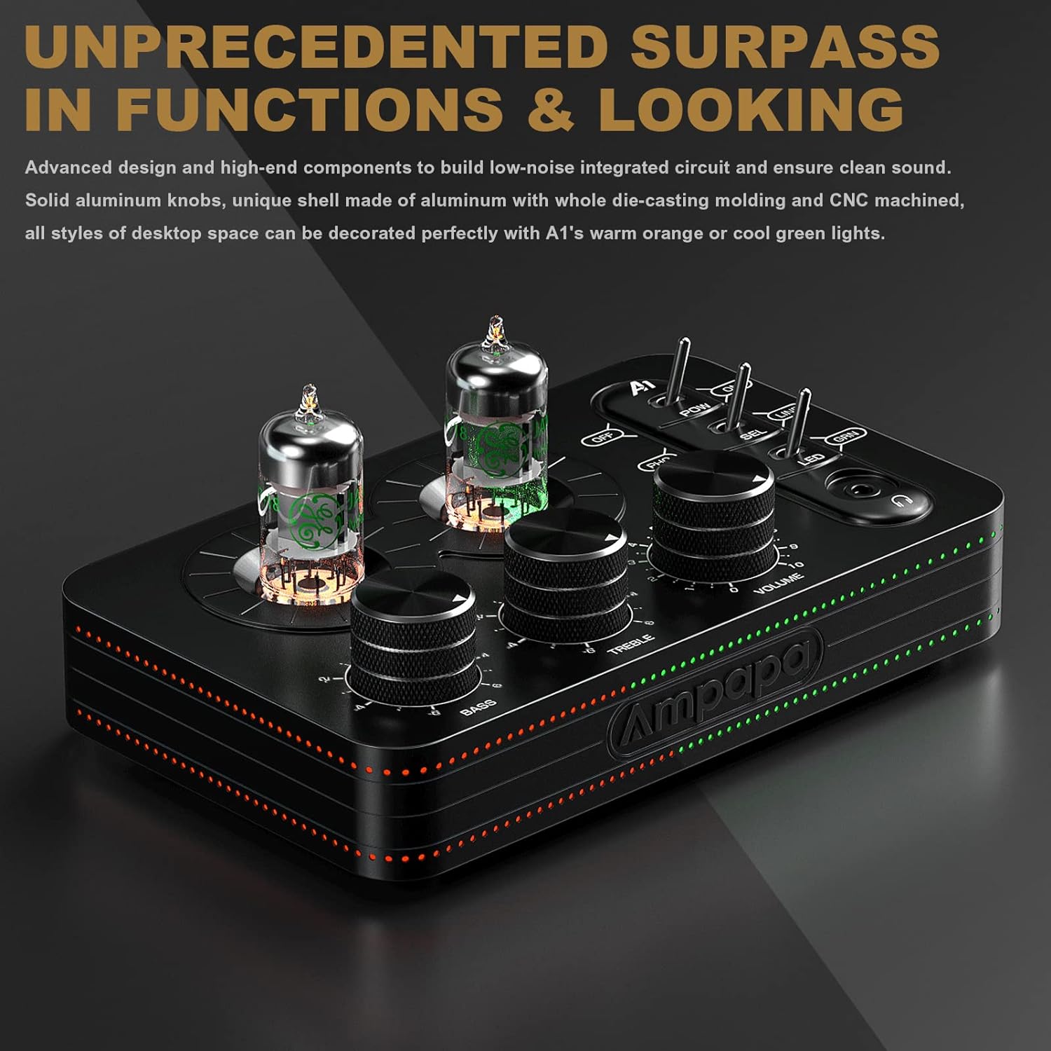 A1 Vacuum Tube Phono Preamp, Headphone Amp, Hi-Fi Audiophile Preamplifier for MM Turntable Record Player with Tone Control for Home Stereo Audio System