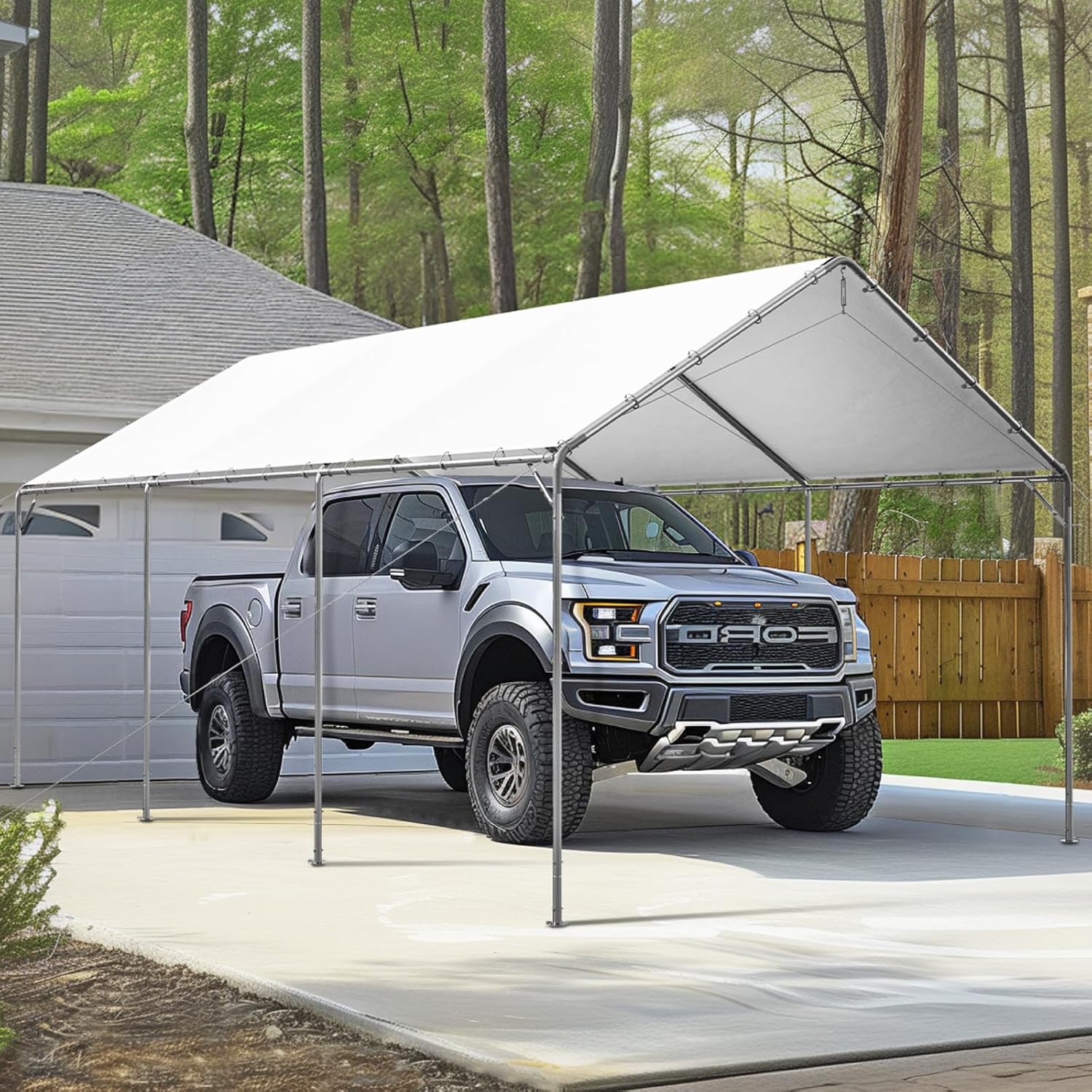 Carport Car Port Canopy 12x20 ft Heavy Duty, Portable Garage Shelter Logic Car Tents Carpas para Carros All Weather for Truck Boat, Galvanized Steel Frame Carports Height Adjustable White
