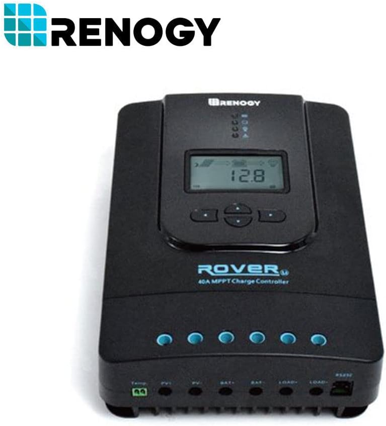 Renogy Rover 40 Amp 12V/24V DC Input MPPT Solar Charge Controller Auto Parameter & Deep Cycle AGM 12 Volt 100Ah Battery, 3% Self-Discharge Rate, 1100A Max Discharge Current