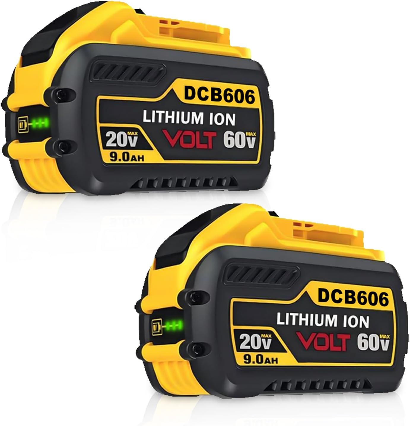 9.0Ah/3.0Ah Li-Ion DCB606 Replacement for Dewalt 20V/60V Max Battery DCB606 DCB612 DCB609 Compatible with Dewalt 20V/60V Cordless Power Tools and Chargers 2Pack