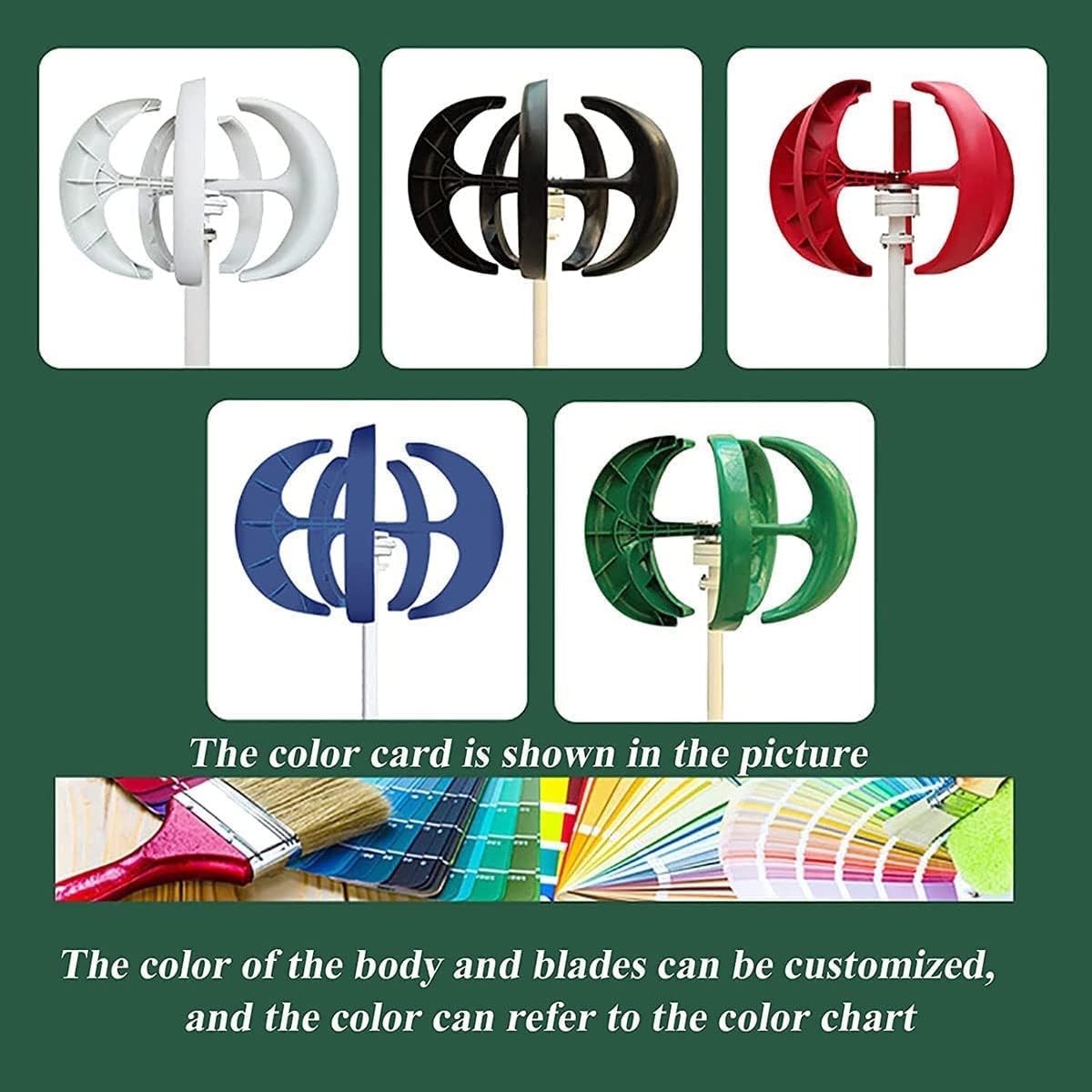 Wind Turbine Kit with 5 Blades, 24V Wind Turbine Kit, Household Wind Turbine, Low Speed Start, Low Operating Vibration-Blue,8000W