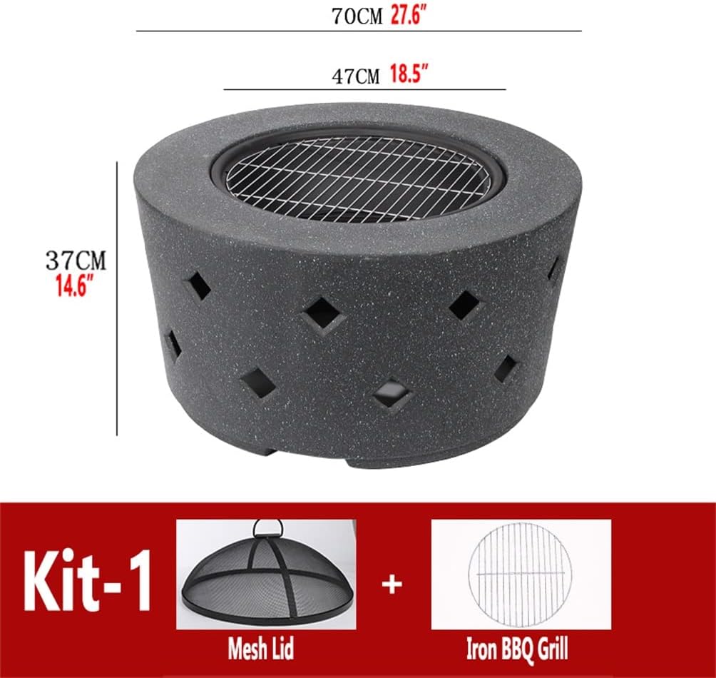 Outdoor Fire Pit Wood-Burning Fire Pit On The Garden Terrace, Indoor Multi-Function Fireplace Barbecue Table, Outdoor Heater with Spark Protection Device