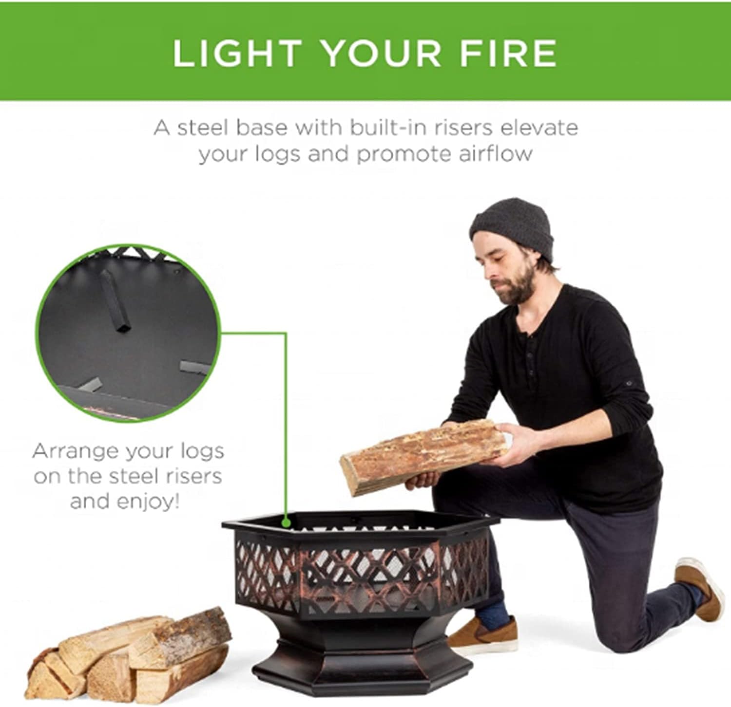 Outdoor Fire Pit Table, 3 in 1 Firepit for Barbecue, Patio Heater, Ice Pit, Metal Fireplace Bonfire Firepit, w/Spark Cover Screen & Poker & BBQ Grill Grate