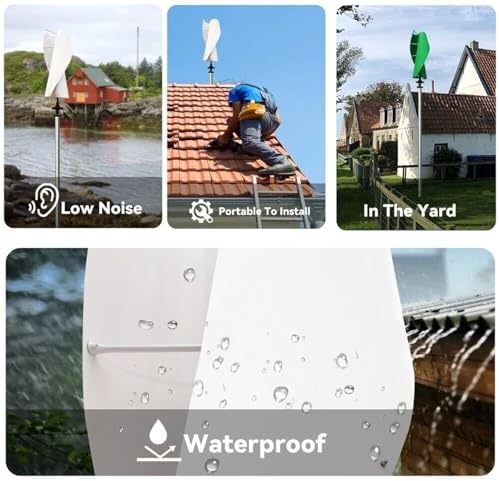 2000W/4000W/8000W/10000W Wind Turbine Generator Kit, 12V/24V/48V Hybrid MPPT Charge Controller, Off-Grid Low Wind Speed, Noiseless Maglev, Garden Light Clip