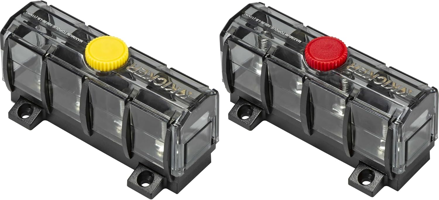 Kicker 47KMFDB3 ABYC Compliant Fuse Holder Distribution Block & 47KMDB3 Ground Distribution Block Bundle