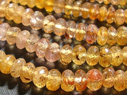 13 inch natural beads strand of 6.3-6.6mm faceted rondelle pink golden imperial topaz gemstone beads for DIY jewelry - necklace, bracelet, earring, ring.