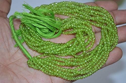 peridot quartz micro faceted 3 to 4 mm,13.5 inch