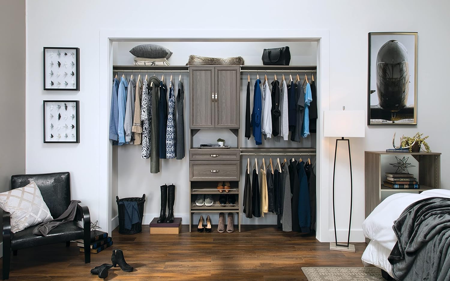 ClosetMaid SuiteSymphony Wood Closet Door Set Pair, Add On Accessory, Shaker Style, for Storage, Clothes, for 25 in. Units, Graphite Grey/Satin Nickel