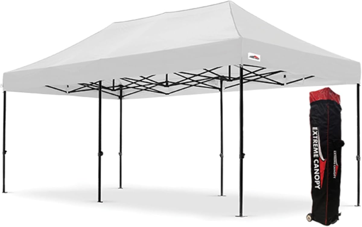 Flare Shade Heavy Duty Steel Pop Up Canopy Tent (White, 10ft x 20ft)