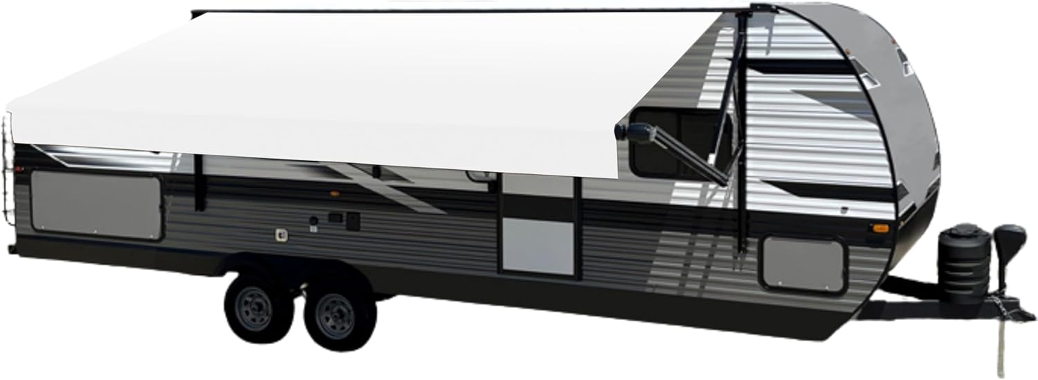 Velarium 22' RV Boxed Vinyl Canopy, White – Heavy-Duty 13.5oz 3-Ply Material, Cold & Crack-Resistant RV Awning, All-Purpose Outdoor Canopy for RVs, Trailers, and Motorhomes (Fabric Size 21' 2