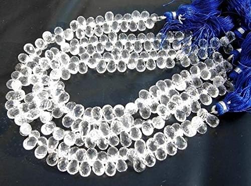 13 inch natural beads strand of 7x5-8x5mm faceted teardrop crystal quartz gemstone briolletes beads for DIY jewelry - necklace, bracelet, earring, ring.