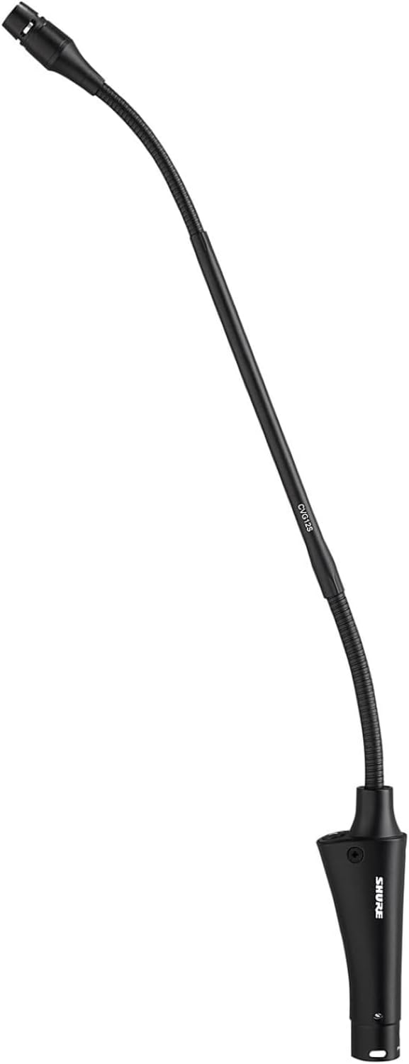 Shure Centraverse CVG Gooseneck Microphone - Black, Cardioid Condenser Mic with 12-inch Neck and Inline Preamplifier, Includes Windscreen & Mounting Flange (CVG12-B/C)