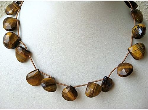1 Strand Natural Tigers Eye Briolette - 13-15mm Faceted Heart Shaped Briolettes 6